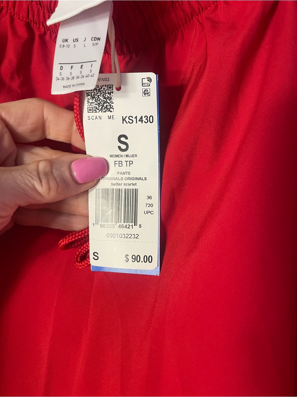 NWT adidas Women’s Red Track Pants with White Ruffle Overlay - Picture 11 of 15